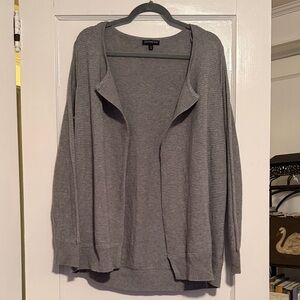 Express Light Gray Open-Front Ribbed Cardigan